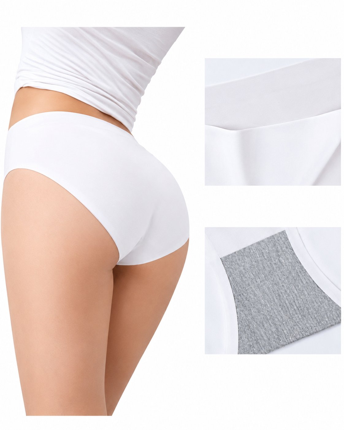White Seamless Women’s Bikini Panty - Seamless White Underwear Detail Display