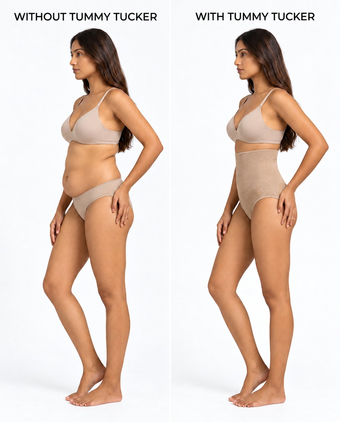 High Waisted Tummy Tucker Shapewear for Women Skin - Tummy Tucker Before and After