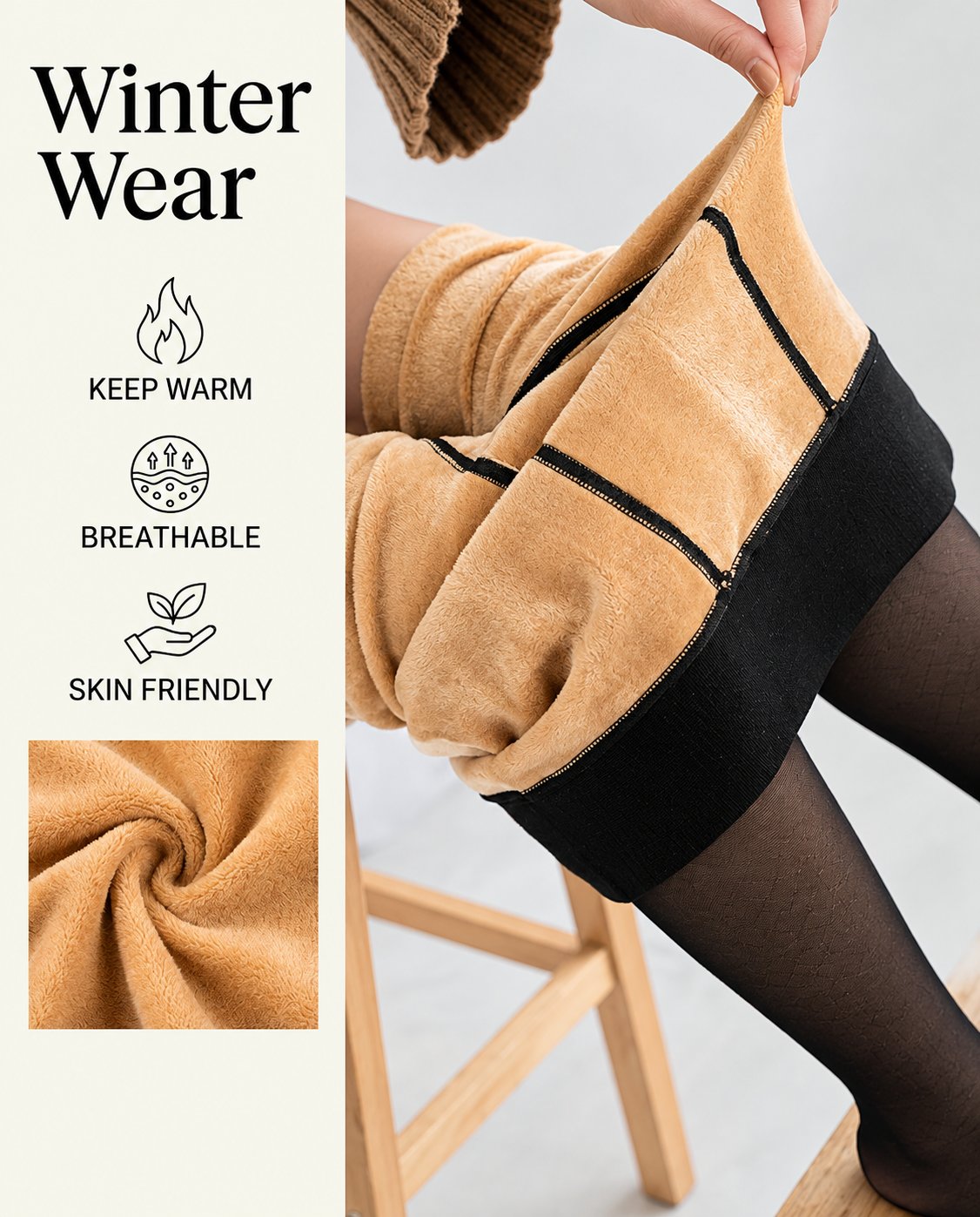 Fleece Lined Thermal Stockings for Women – Winter Warm Stockings - Winter Wear Fleece-Lined Leggings