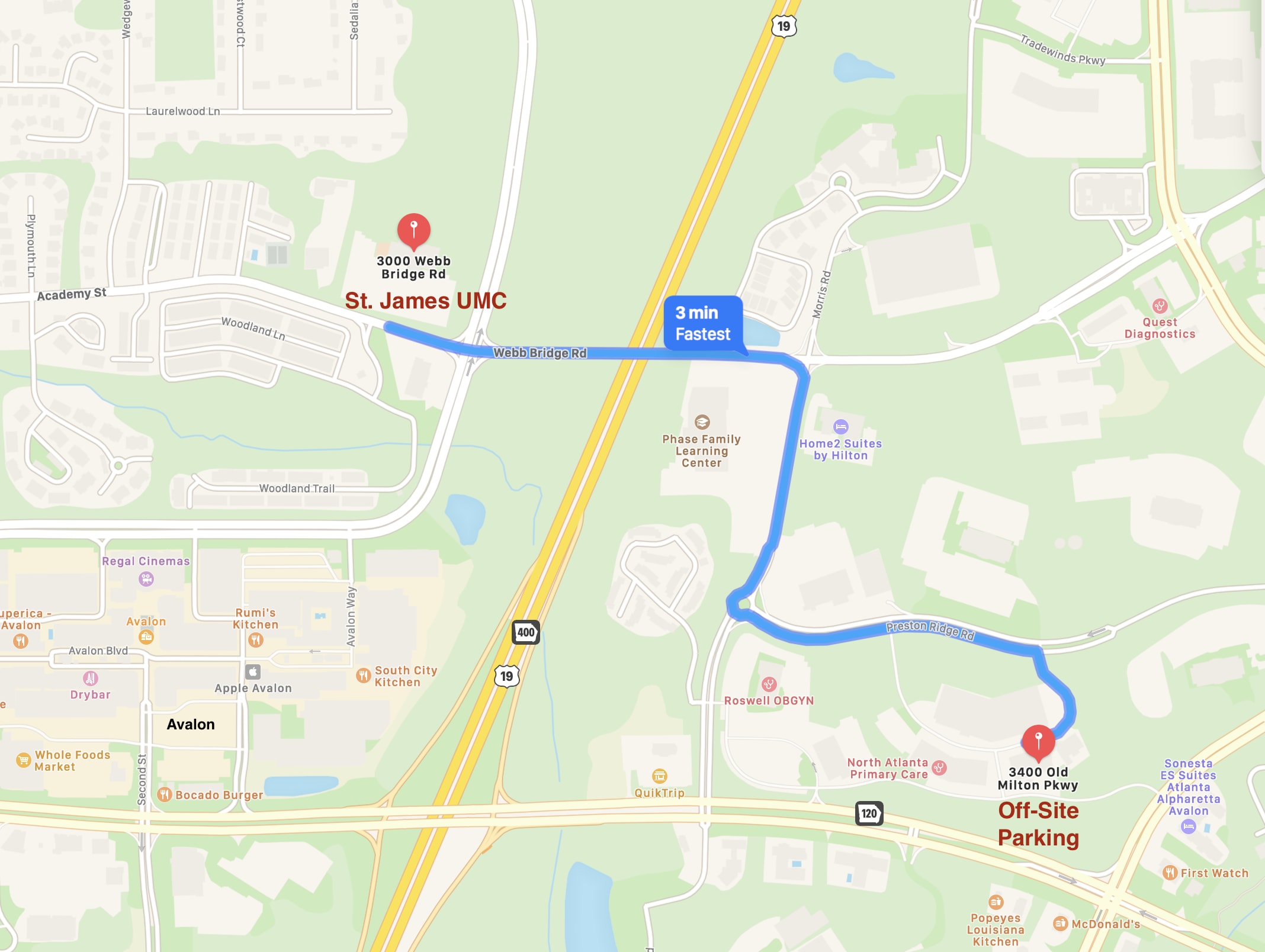Off Site Parking Map