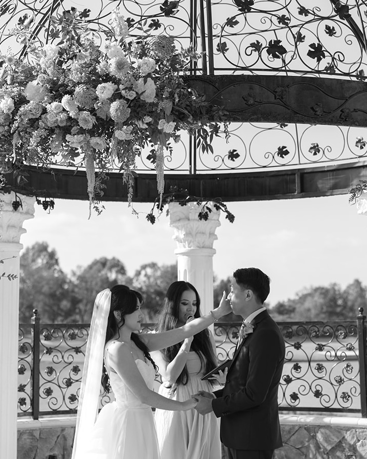 Khanh P. Duong officiating a wedding ceremony