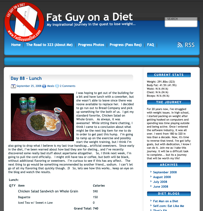 Fat Guy on a Diet - Placeholder image used for the missing meal image, so it won't match the meal.