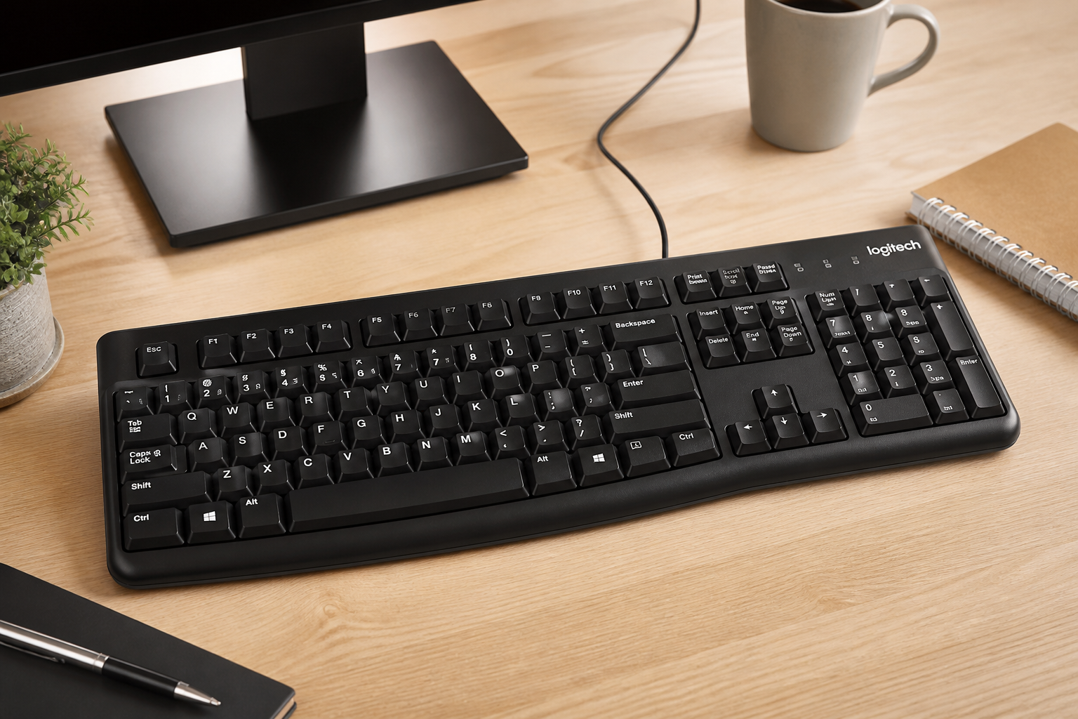 Logitech K120 Full Size Wired Keyboard USB Plug-and-Play Windows - Black