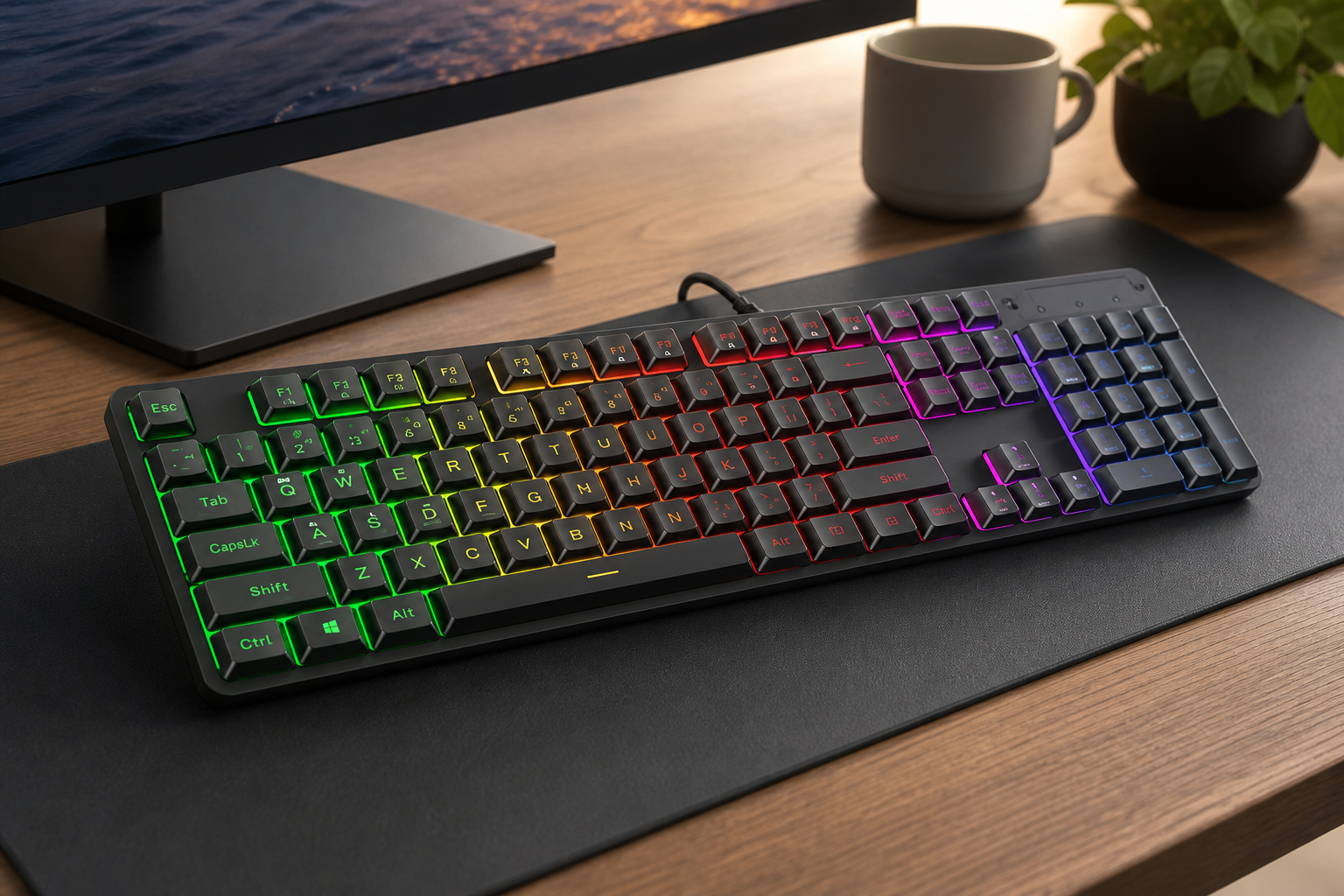 Redragon K521 Upgrade Rainbow LED Gaming Keyboard, 104 Keys Wired Mechanical Feeling Keyboard with Multimedia Keys, One-Touch Backlit, Anti-Ghosting, Compatible with PC, Mac, PS4/5, Xbox