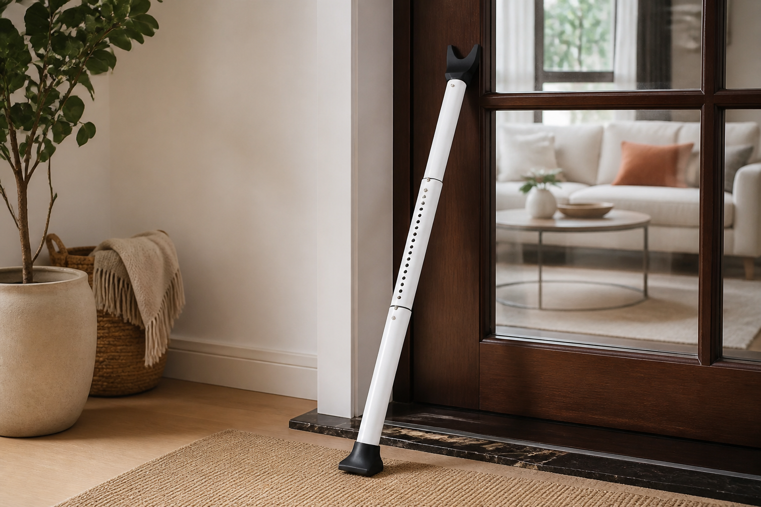 Rerishom 2 Pack Door Security Bar, Heavy Duty Patio Door Lock,White