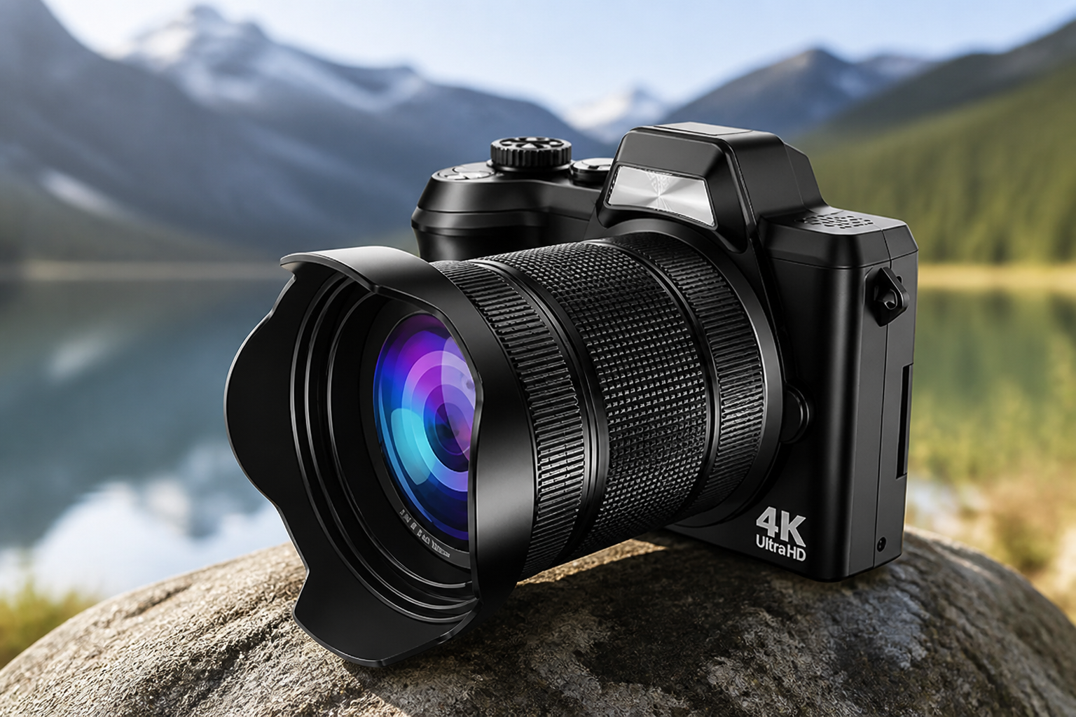 4K Digital Camera for Photography, 56MP Autofocus Vlogging Camera for YouTube Travel, 3" 180°Flip Screen & Lens Hood 16X Zoom, 32GB SD Card for Teens & Beginners