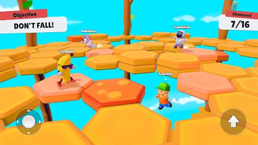 Stumble Guys Mod APK Gameplay Screenshot 3 – Floating mod menu with speed, jump height and collision toggles