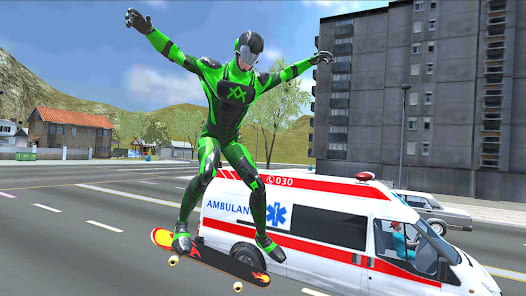 Rope Frog Ninja Hero Car Vegas Mod APK Gameplay Screenshot 7 – Unlocked skins