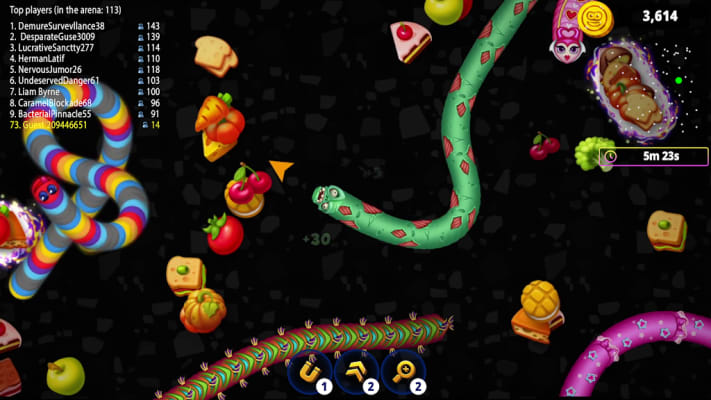 Worms Zone .io - Hungry Snake Mod APK Gameplay Screenshot 1 – Unlimited Coins