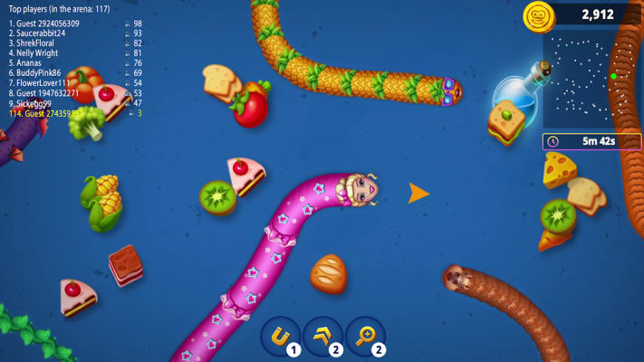 Worms Zone .io - Hungry Snake Mod APK Gameplay Screenshot 2 – No Death