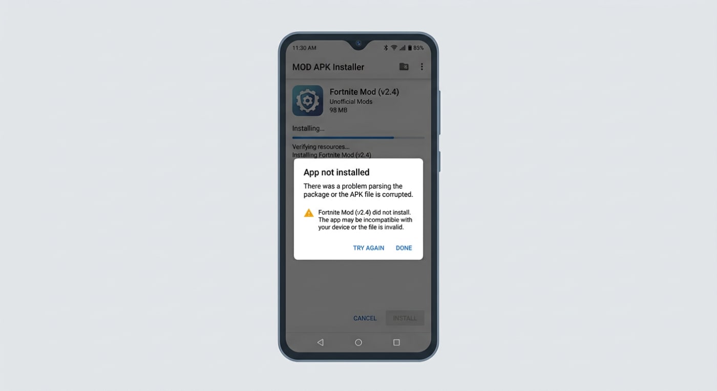 Android phone showing App not installed error when installing MOD APK