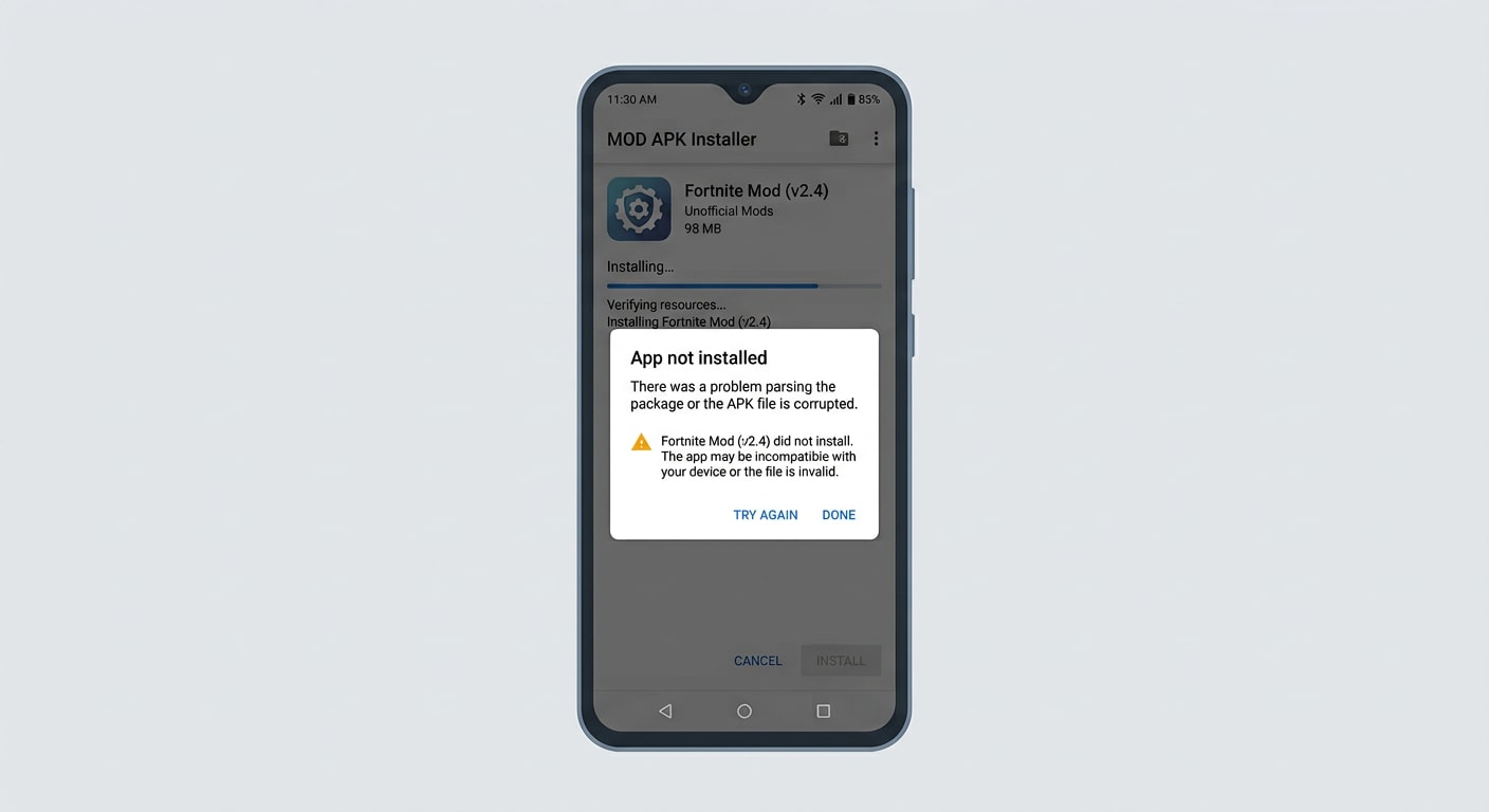 Android phone showing App not installed error when installing MOD APK