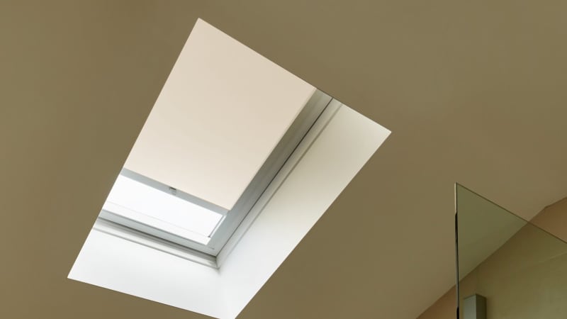 Arena Bloc Majestic Latte skylight blind in a bathroom