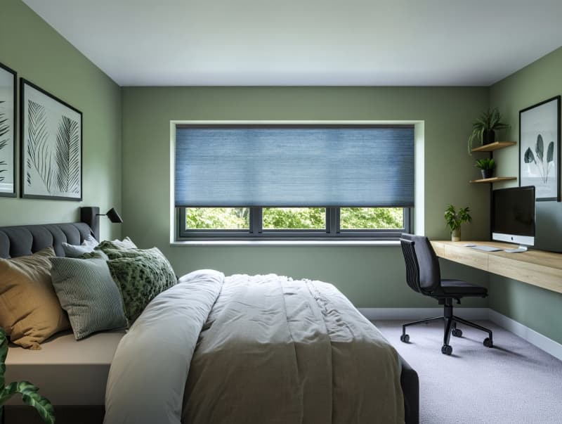 Duette Elan Deep Balsam blind in a bedroom office
