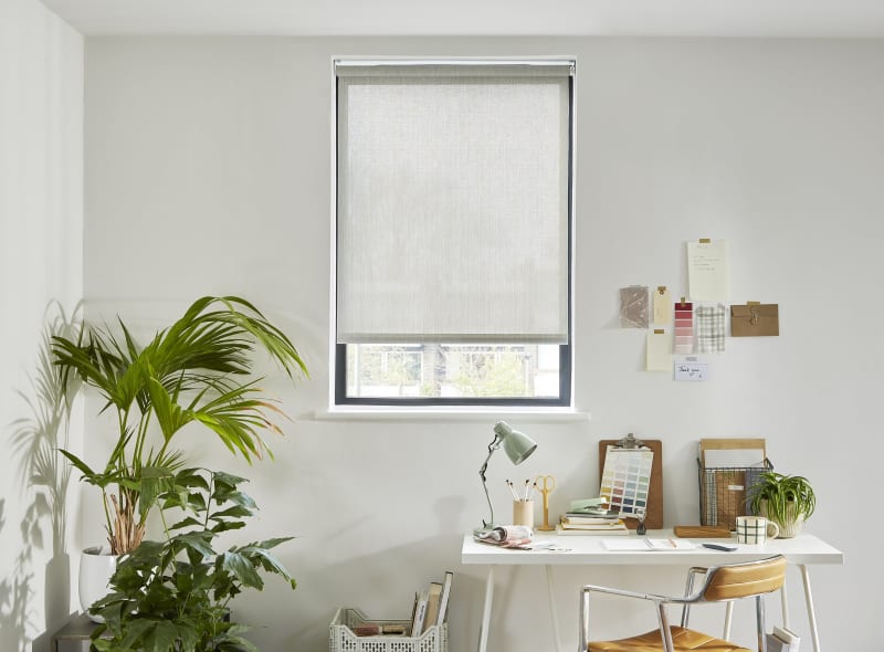 Arena Panama Travertine roller blind in a home office