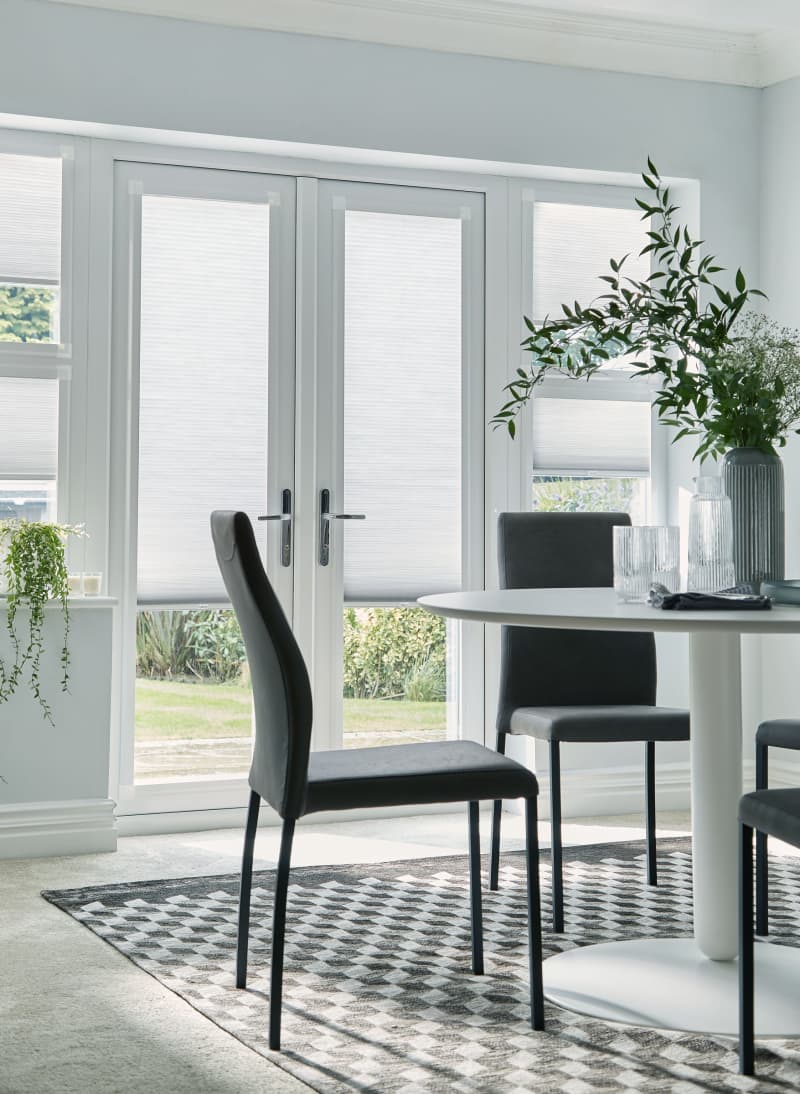 Arena Perfect Fit pleated blinds on French doors