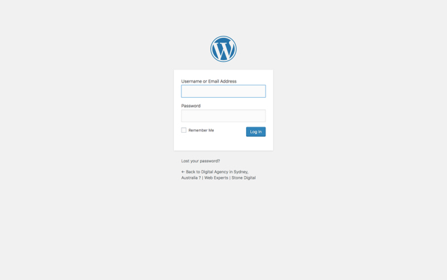 Screenshot of WordPress Dashboard Login Page.