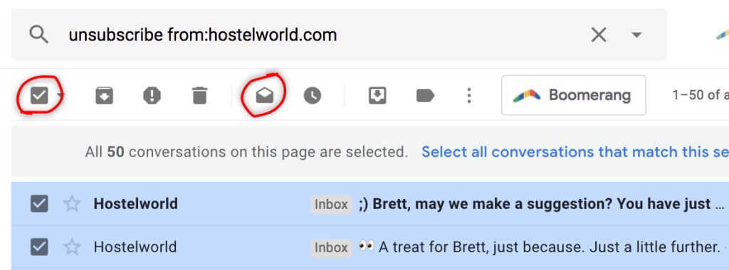 This image shows where you can quickly have unread emails turned into emails that are read. This is a method that can you help you quickly reduce your inbox clutter.