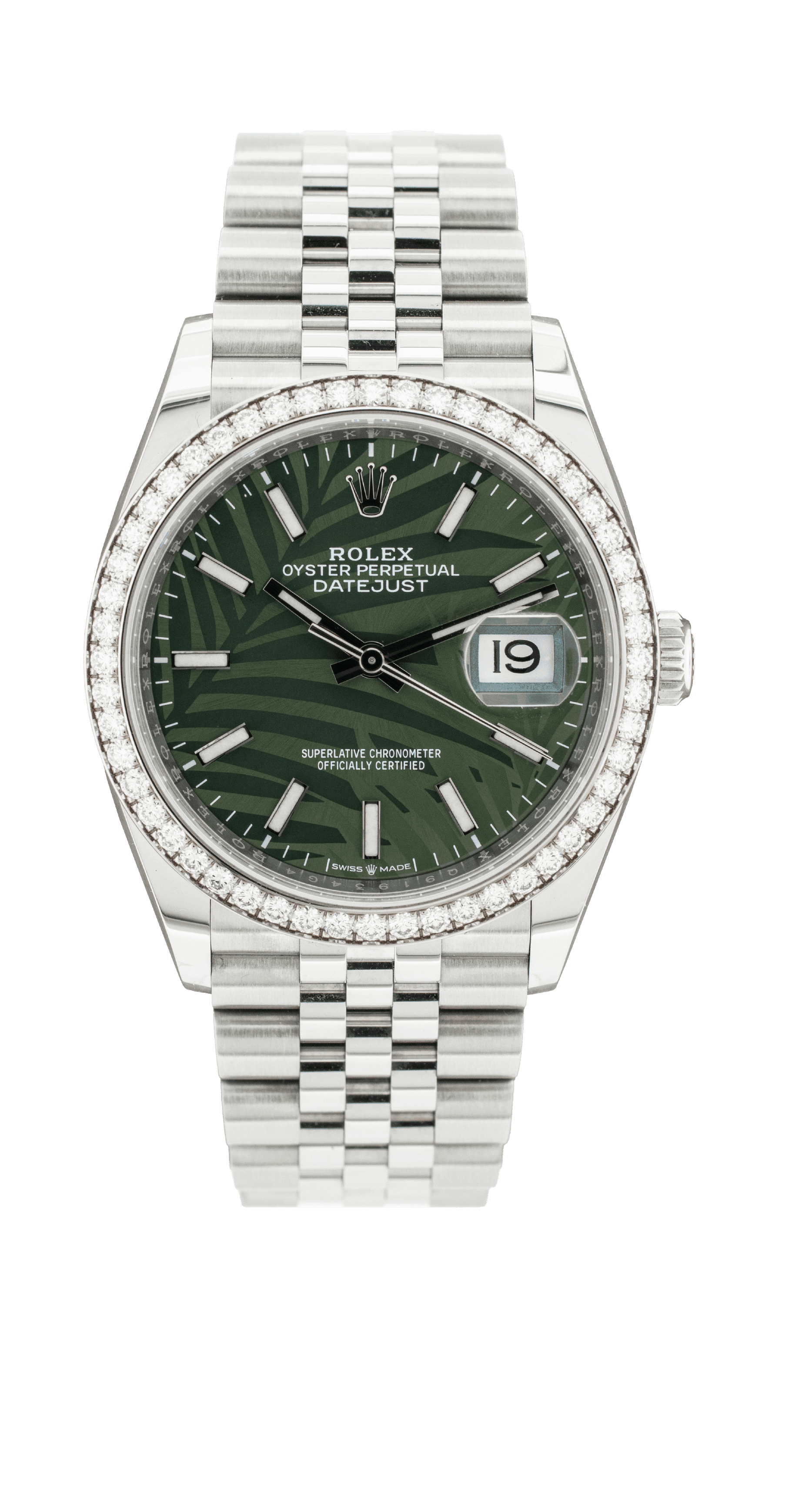 Rolex Datejust 36 Palmier Vert Diamants 126284RBR - 41Watch | 41Watch
