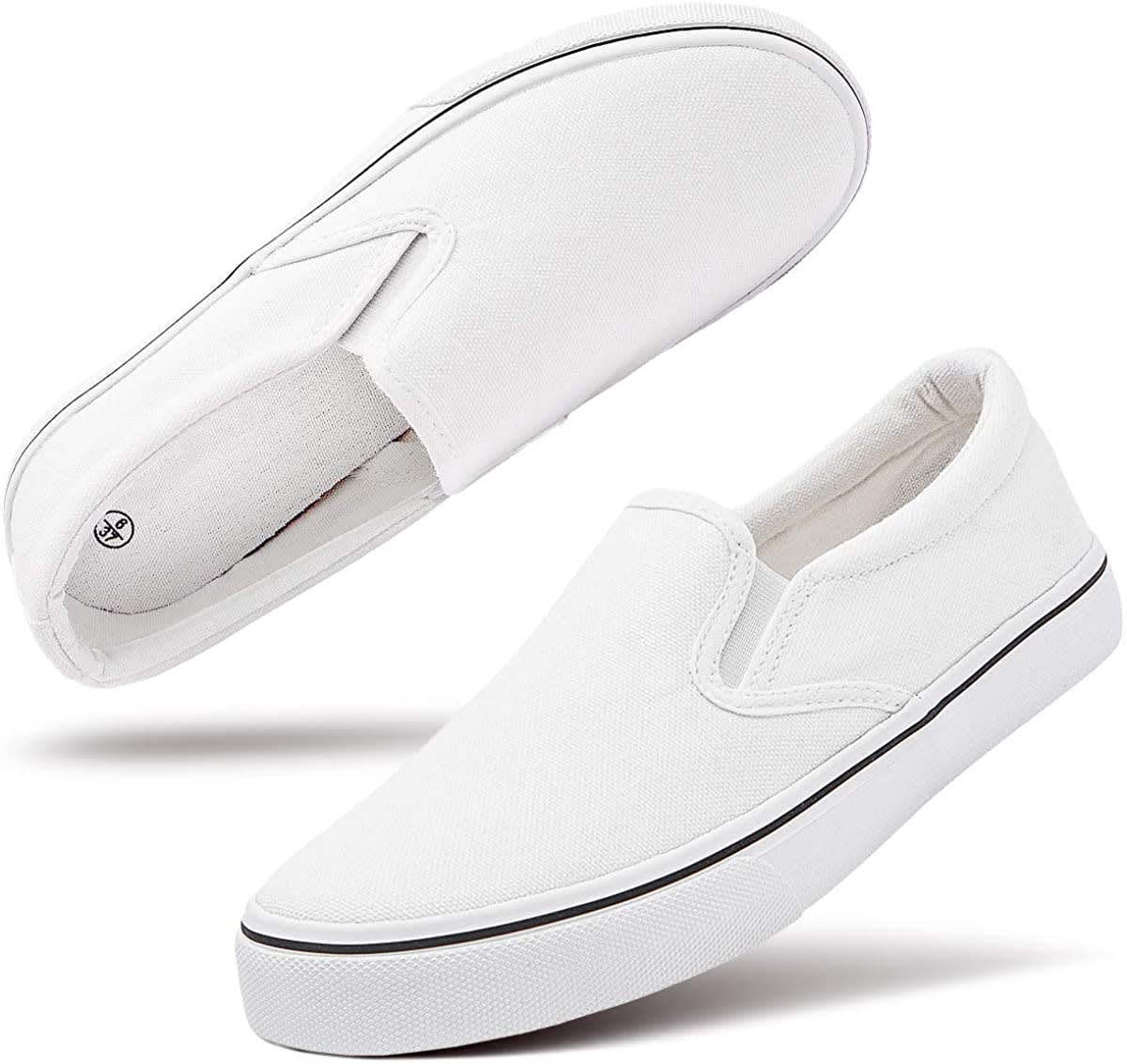 white slip on flats