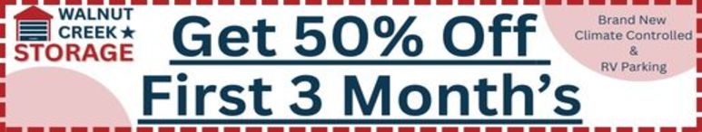 Image showing promotional deals at self storage facility Walnut Creek Storage, 5809 Walnut Creek Dr, Granbury, TX, 76049
