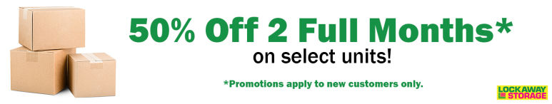 Image showing promotional deals at self storage facility Lockaway Storage, 11219 Little Egypt Road, Conroe, TX, 77304