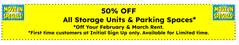 Image showing promotional deals at self storage facility EDH Storage, 230 Green Valley Rd., El Dorado Hills, CA, 95762