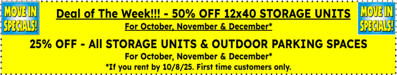 Image showing promotional deals at self storage facility EDH Storage, 230 Green Valley Rd., El Dorado Hills, CA, 95762