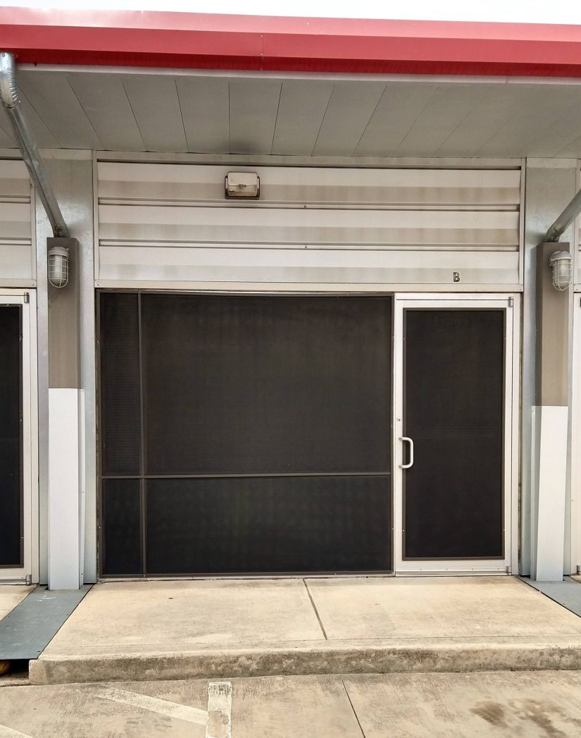 The entrance to an office space available for rent.