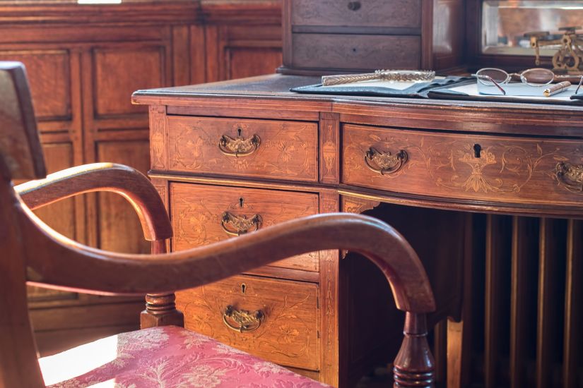 Antique wooden pedestal writing desk