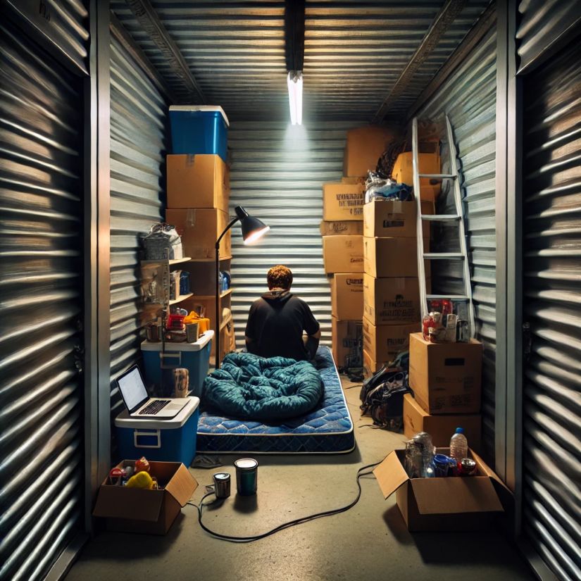 Living in Storage Unit