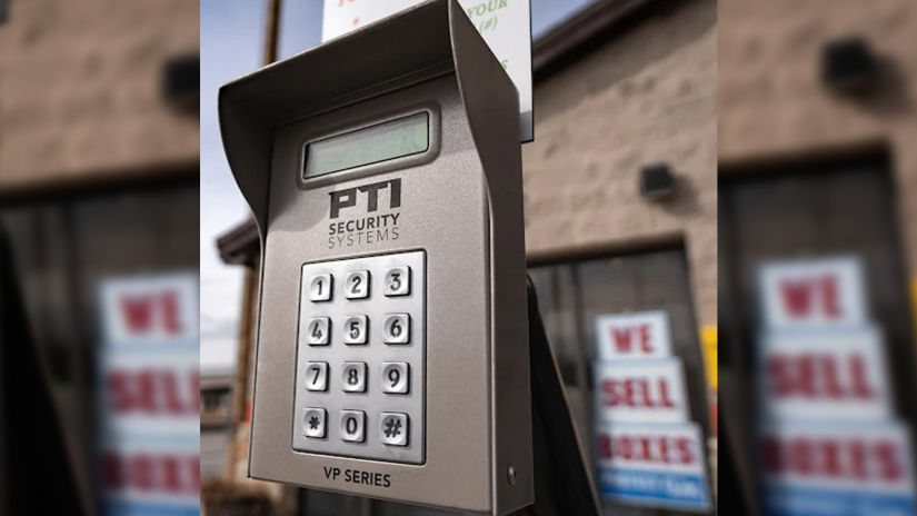Secure and clean storage facility with keypad entry gate.