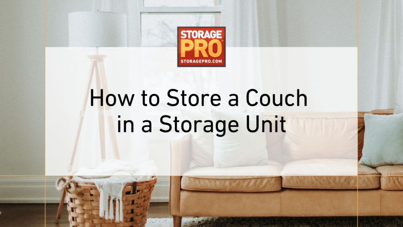 Image of text - How to Store a Couch  in a Storage Unit and photo of couch in background