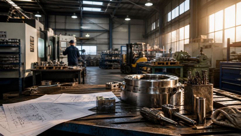 industrial manufacturing workshop with CNC machines and metal parts in Cheyenne WY