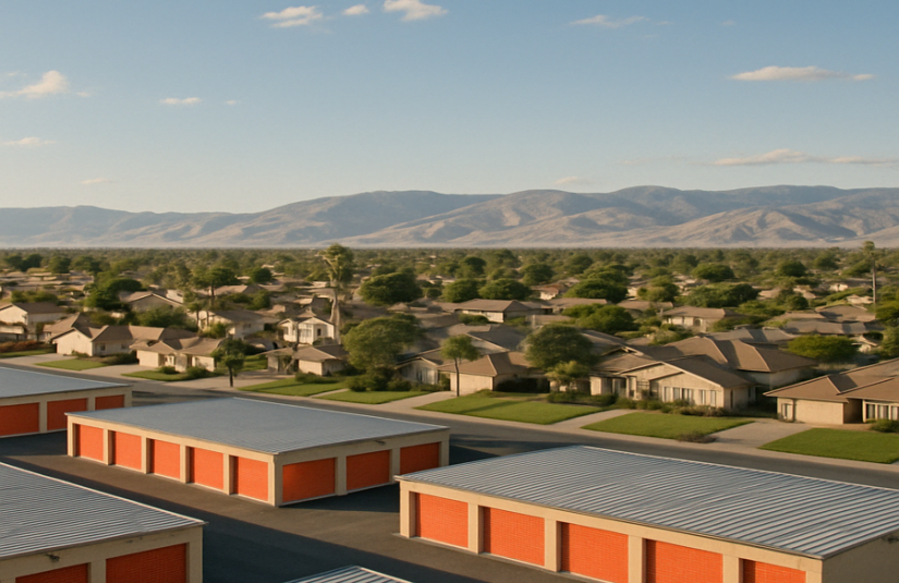 This image shows a self storage facility in Kern County.