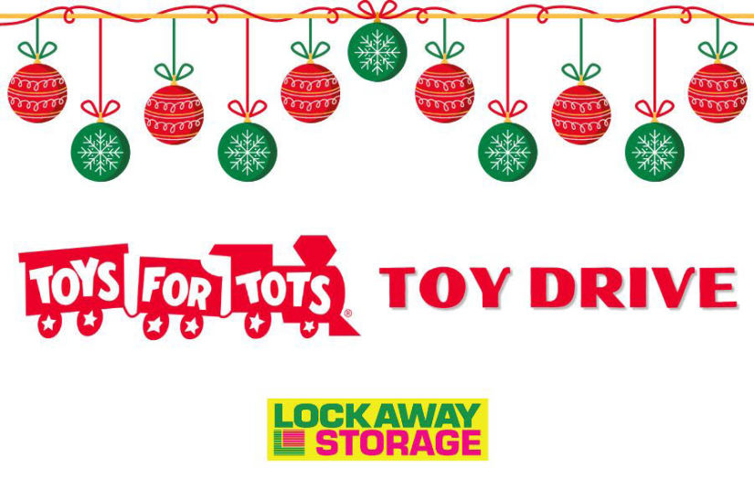 Toys for Tots Toy Drive with Ordainments Graphic and Lockaway Logo