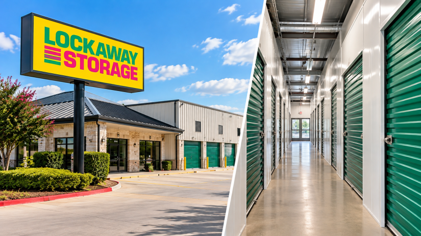 Climate controlled storage hallway and Lockaway Storage facility in Converse, TX, offering indoor storage units.