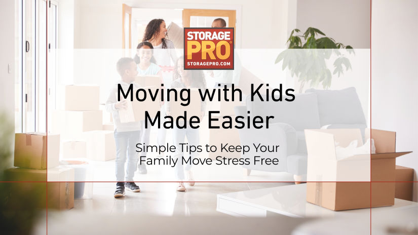 Moving with kids made easier - image of family with moving boxes