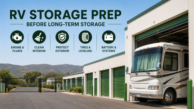 RV storage prep checklist and infographic