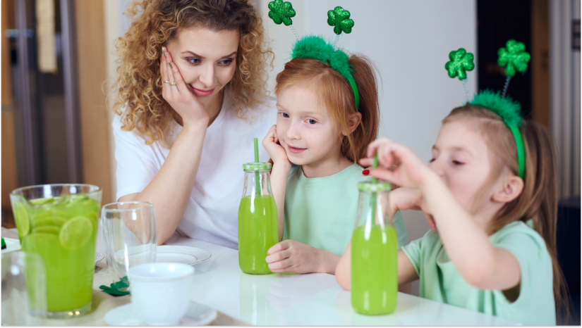 mom and kids making lemonade
