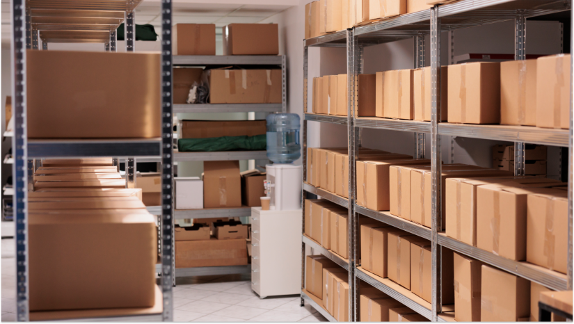 storage organized on shelves