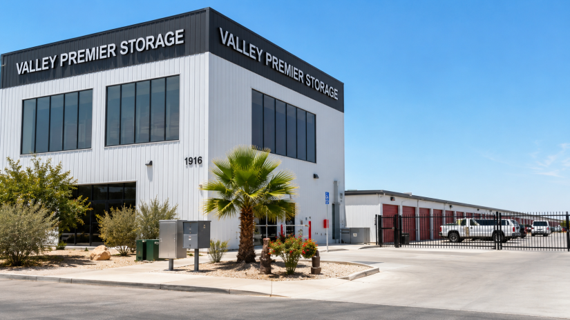 Climate controlled storage building exterior at Valley Premier Storage in El Centro, California