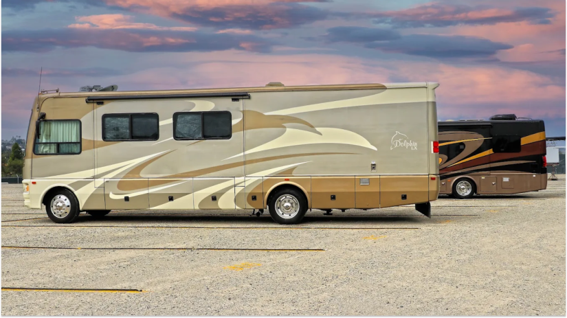 RV outside in a Parking lot
