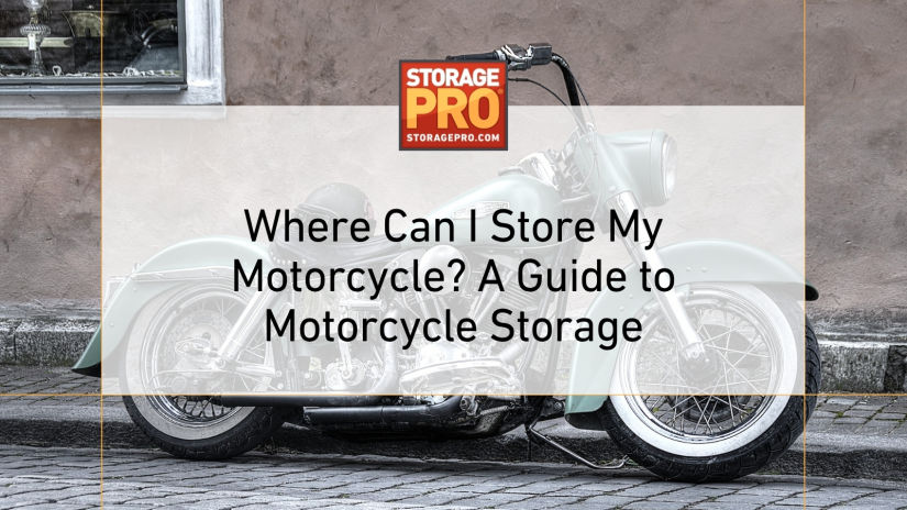 Motorcycle parked in a storage unit for secure seasonal storage