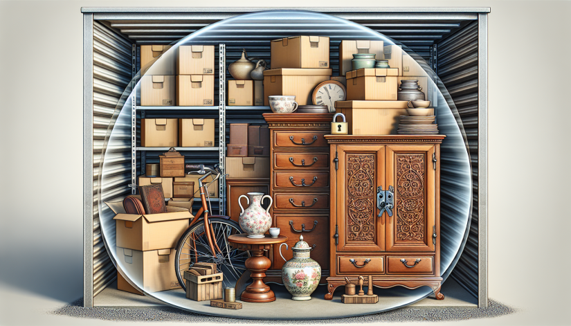 belongings in a bubble inside a storage unit