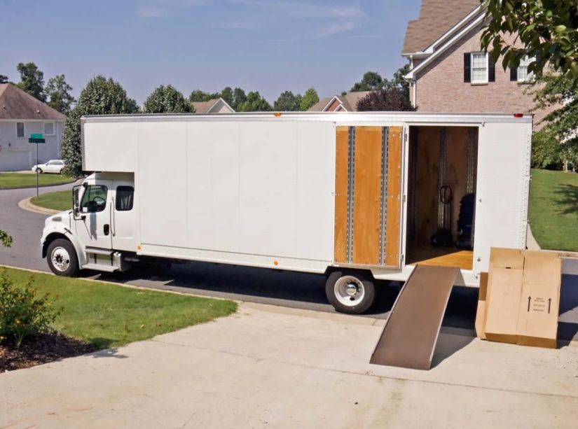 moving truck with boxes