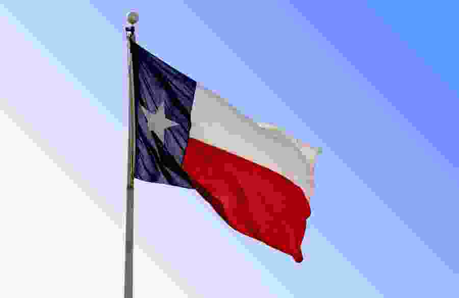 Texas flag flowing in the wind