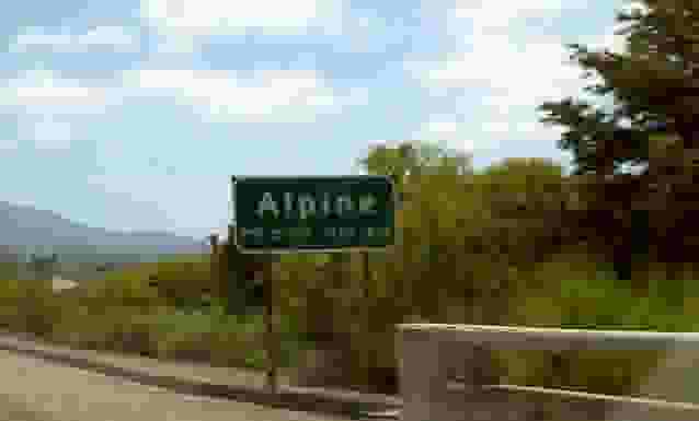 The western town limit sign for Alpine, California. Photo credit: Amin Eshaiker.