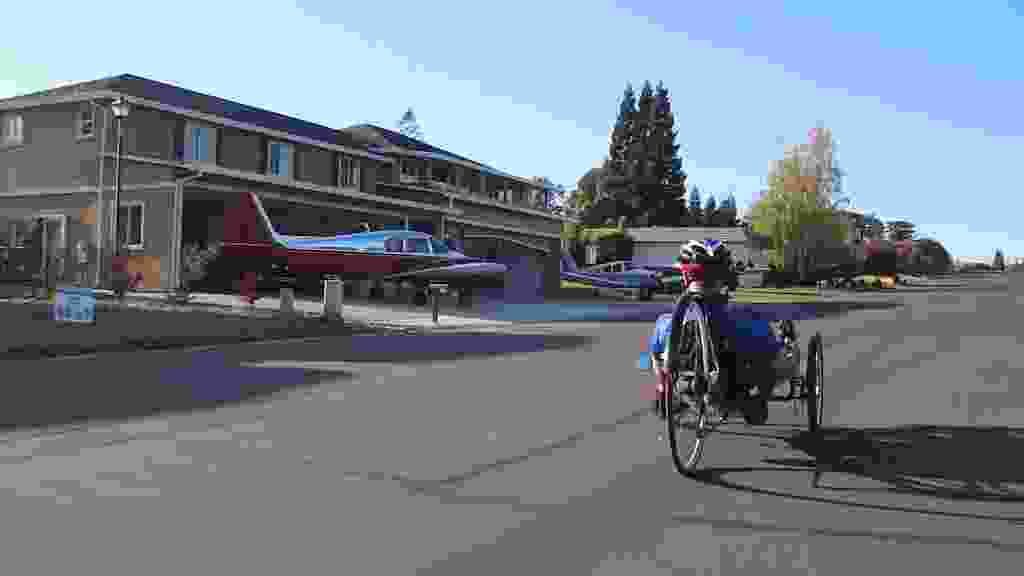 a trike, airplanes in driveways of houses in cameron park, ca