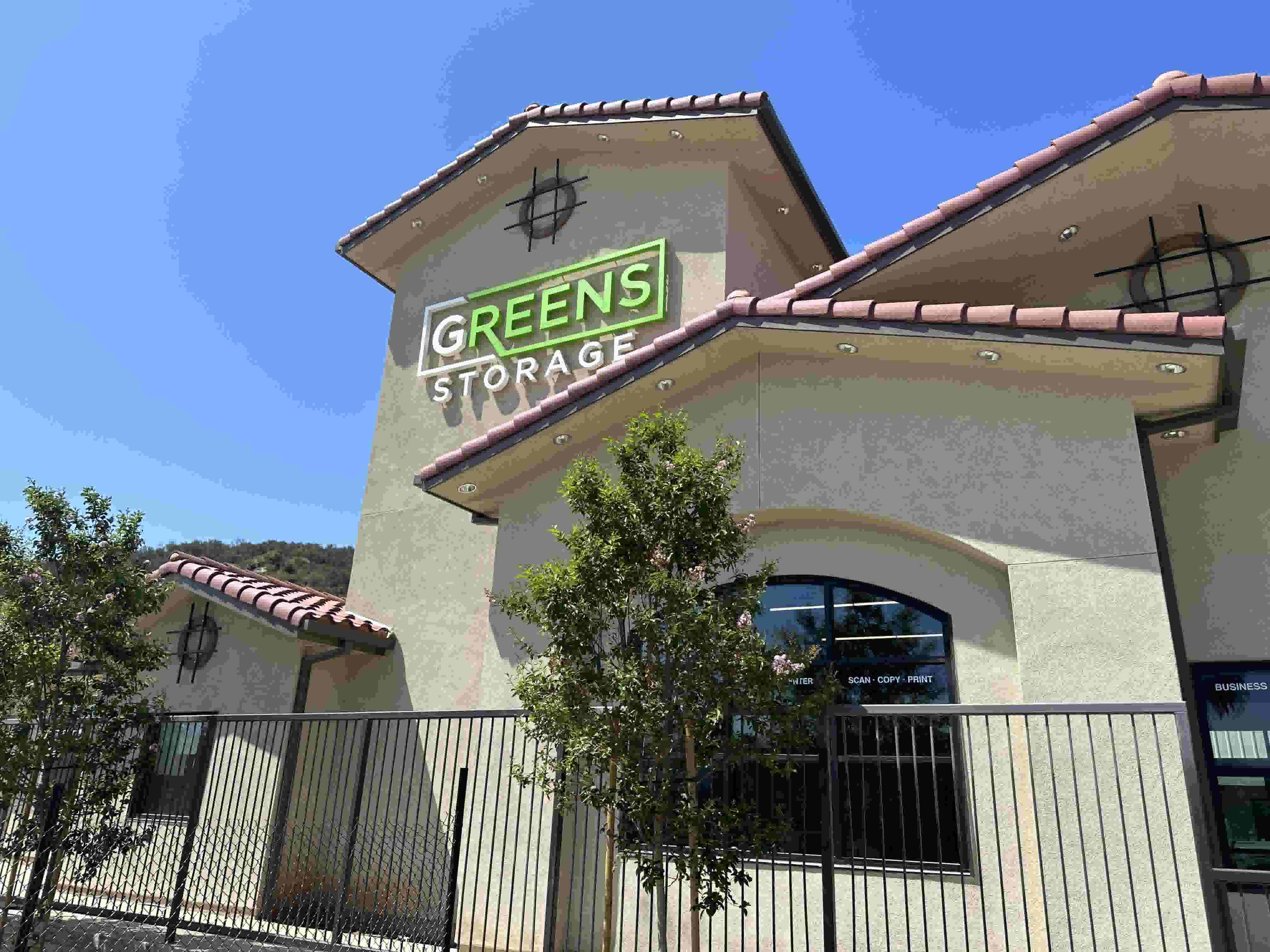 The front entrance of Greens Storage Escondido.